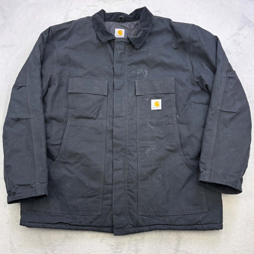Carhartt Jacket Mens XL Black C003 BLK Chore Coat Vintage Workwear USA Canvas